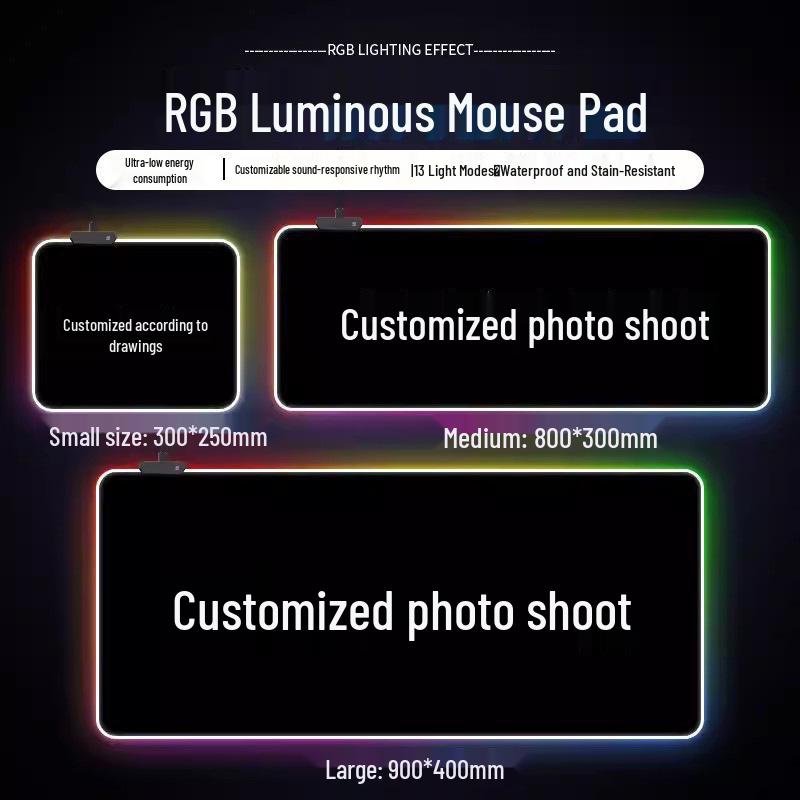 RGB Glowing Cartoon Gaming Mouse Pad - Thick, Non-Slip LED Desk Mat