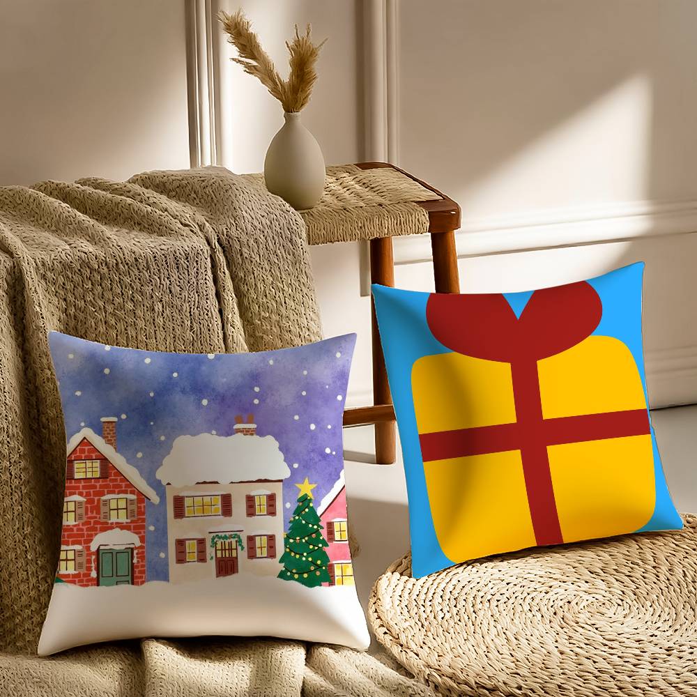 Christmas Pillow Case Sofa and Living Room Decorative Cushion Covers Dust-proof and Mite-proof Invisible Zipper