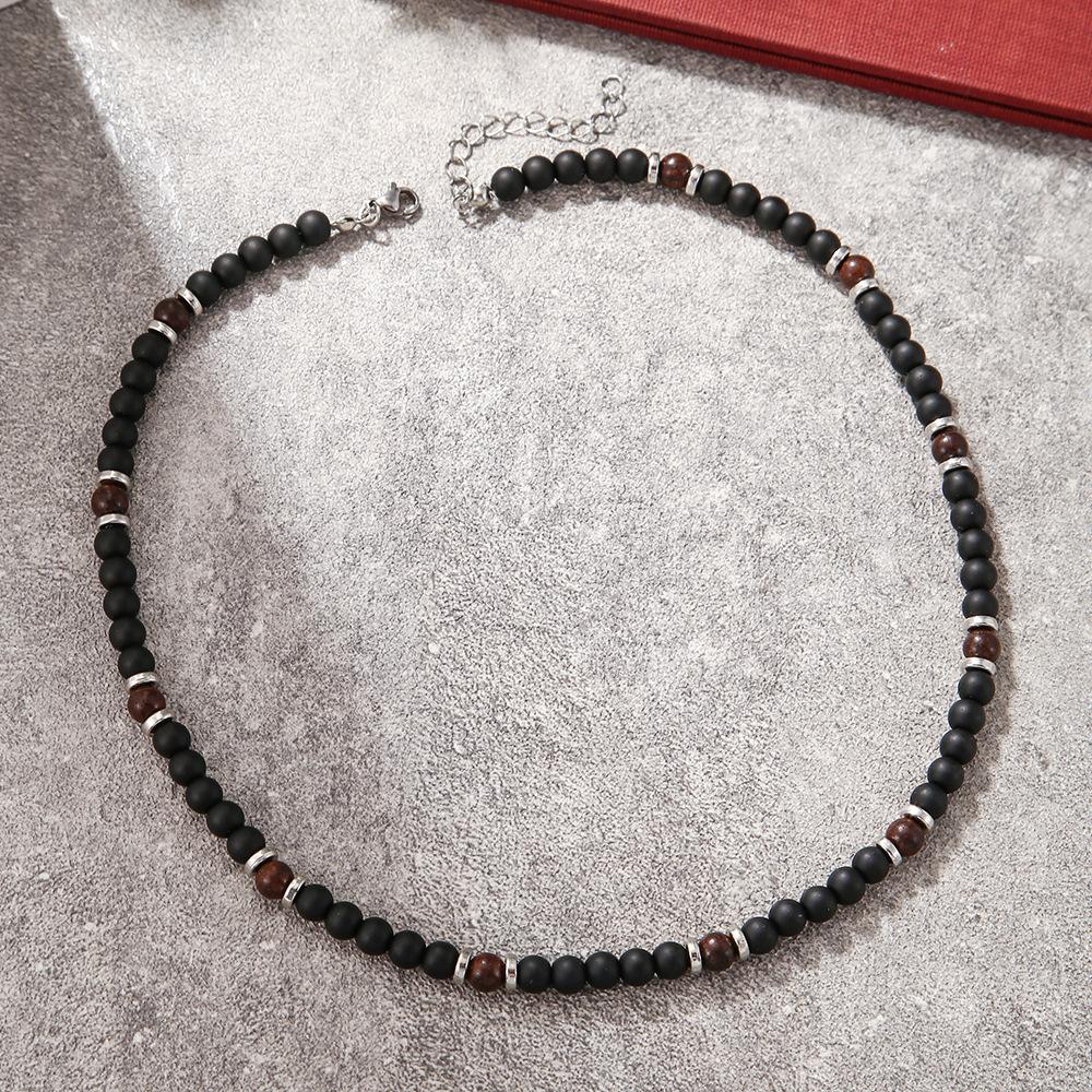 Summer Beach Bohemian Wood Chip Coconut Shell Necklace Men's Surf Necklace Simple Tribal Stainless Steel Necklace