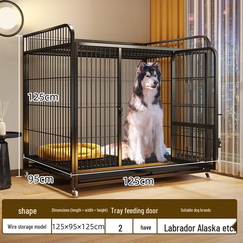 Heavy-Duty Iron Dog Cage for Medium and Large Dogs - Square Tube Design