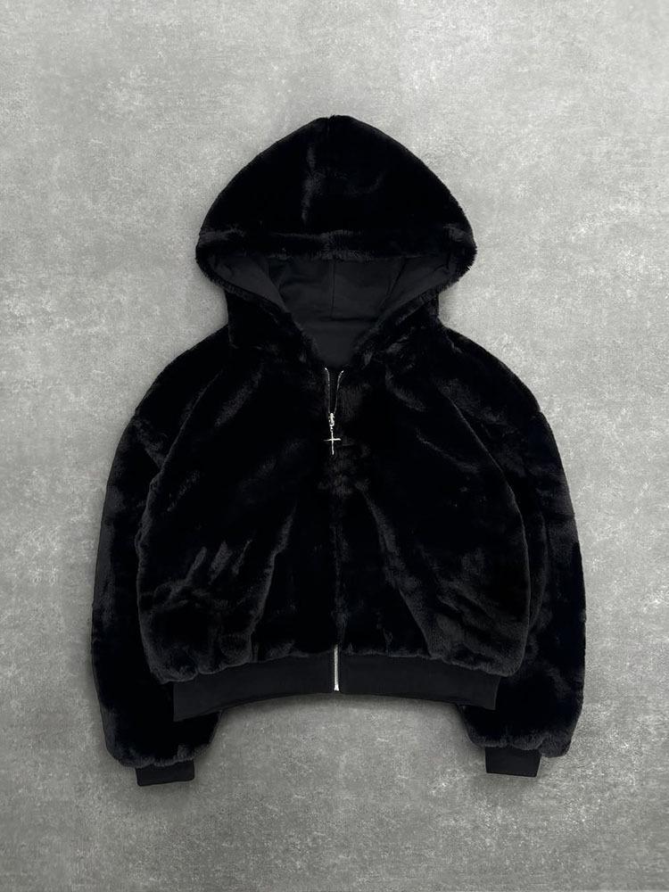 2025 Autumn/Winter Men's Reversible Leopard Print Zipper Hoodie Sweatshirt