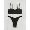 Sexy Front Bow Push Up Bikini Set 2025 Women Metal Strap Hollow Out Bra Pleate Thong Swimsuit Summer Bathing Suit White Swimwear
