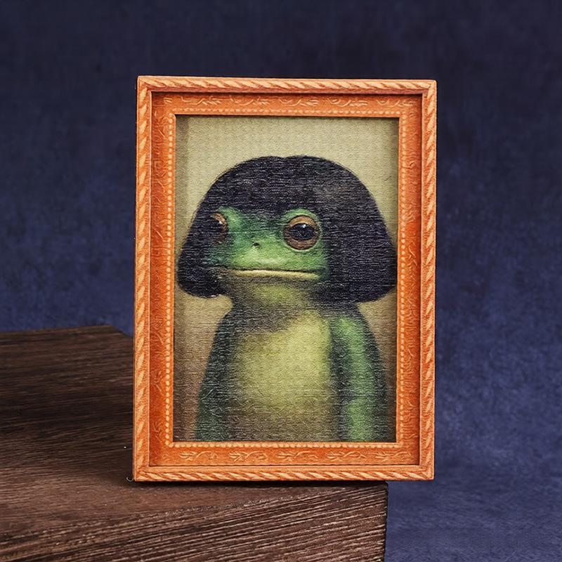 Funny Fridge Magnet Frog Refrigerator Sticker Wood Artistic Photo Framed Creative Frog Small Magnets Decoration