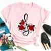 Women's T-shirt Fashion Creative Flower Printed T-shirt Casual T-shirt Short Sleeve Women's T-shirt