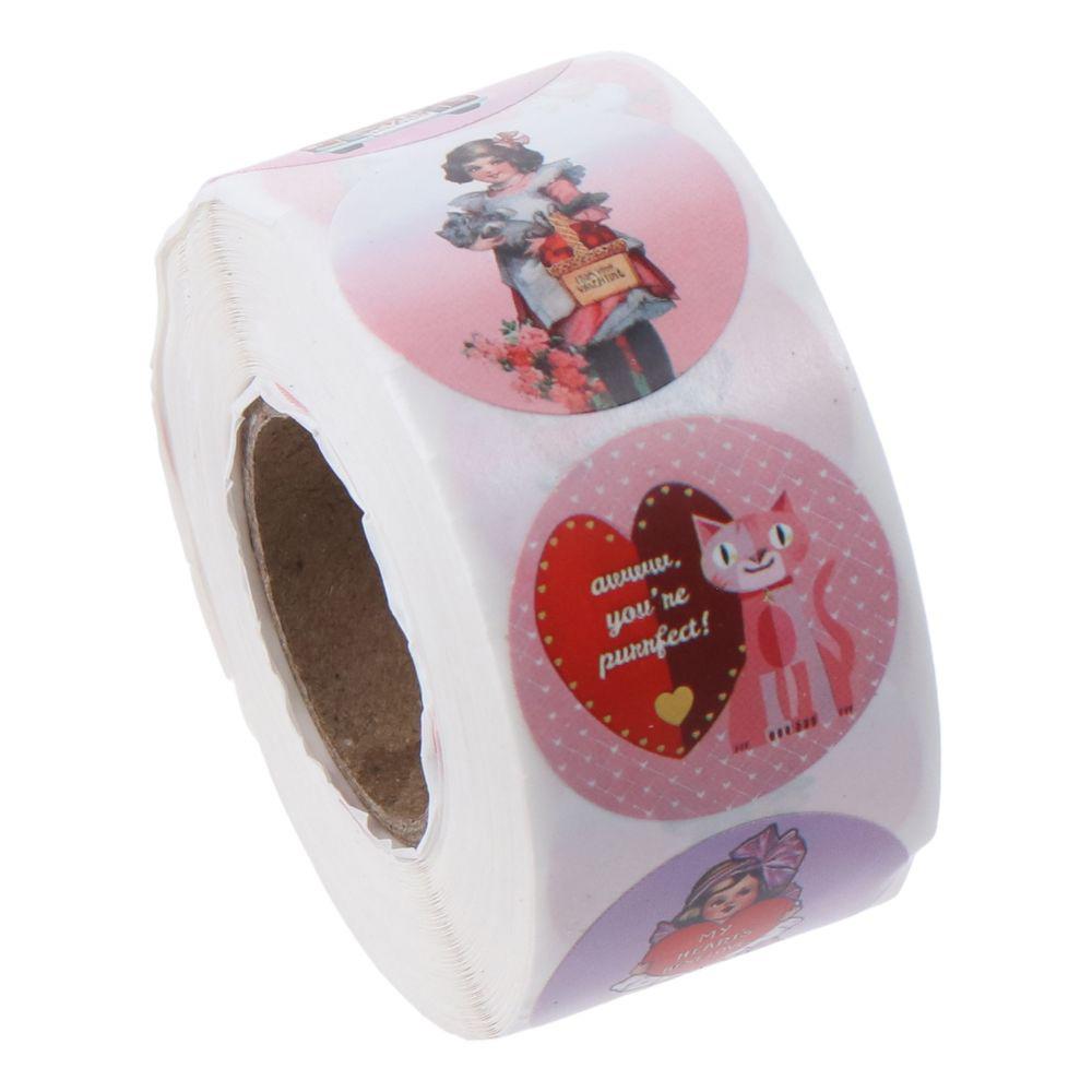 500Pcs 1 Inch Valentine's Day Stickers Self-Adhesive Heart Shape Sealing Labels Pink Thank You Label Decor Gift Packaging