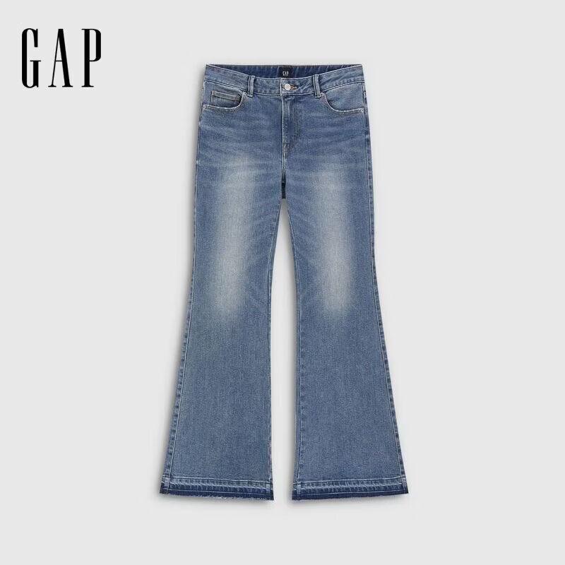 GAP Women's Low-Rise Washed Raw Hem Flare Jeans