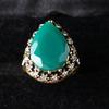 Women's Ethnic Inlaid Vintage Water Drop Shiny Rhinestone Shape Ring Jewelry