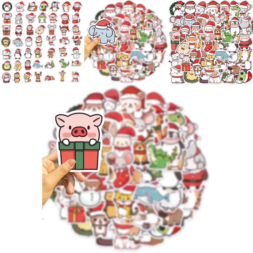 50 Cute Christmas Animal Doodle Stickers Personalize Your Guitar Notebook And Luggage With Waterproof Decals