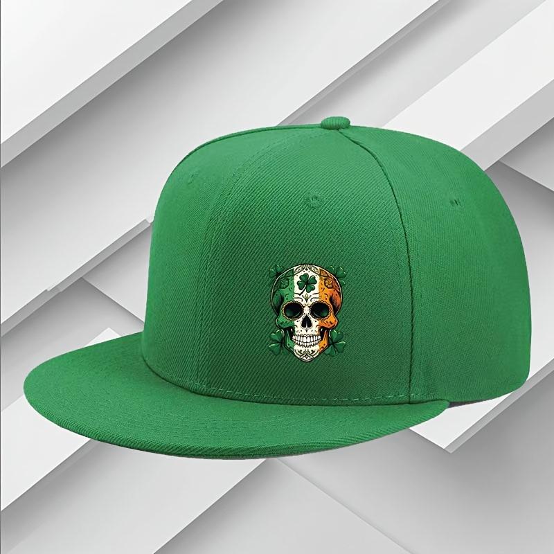 Irish Flag Sugar Skull Shamrocks Baseball Cap Unisex Polyester Casual Adjustable Flat Brim Hat