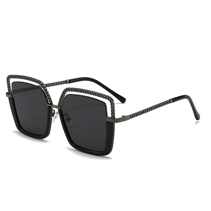 

Bohemian Square Metal Sunglasses With Uv400 Protection For Outdoor Activities And Fashion BlackFrameGrayLenses