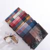 Korean Version New Rainbow Splicing Color Plaid Shawl Female Male Imitation Cashmere Long Scarf Women Men Warm Tassel Muffler