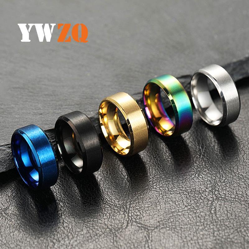 8MM Men's Stainless Steel Matte Ring - European & American Fashion