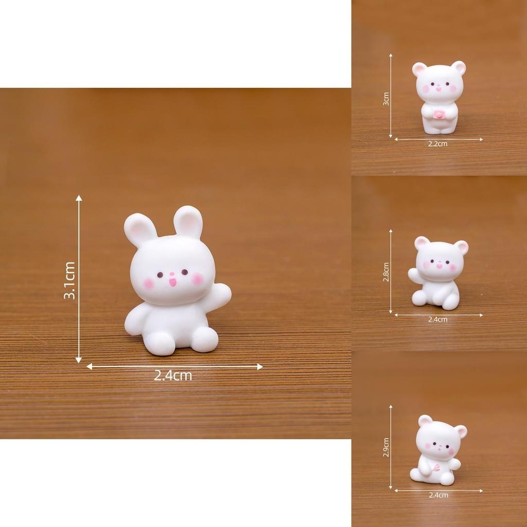 Adorable Resin Bear And Bunny Figurines Miniature Desk Car Decoration Cute Rabbit And Bear Ornaments