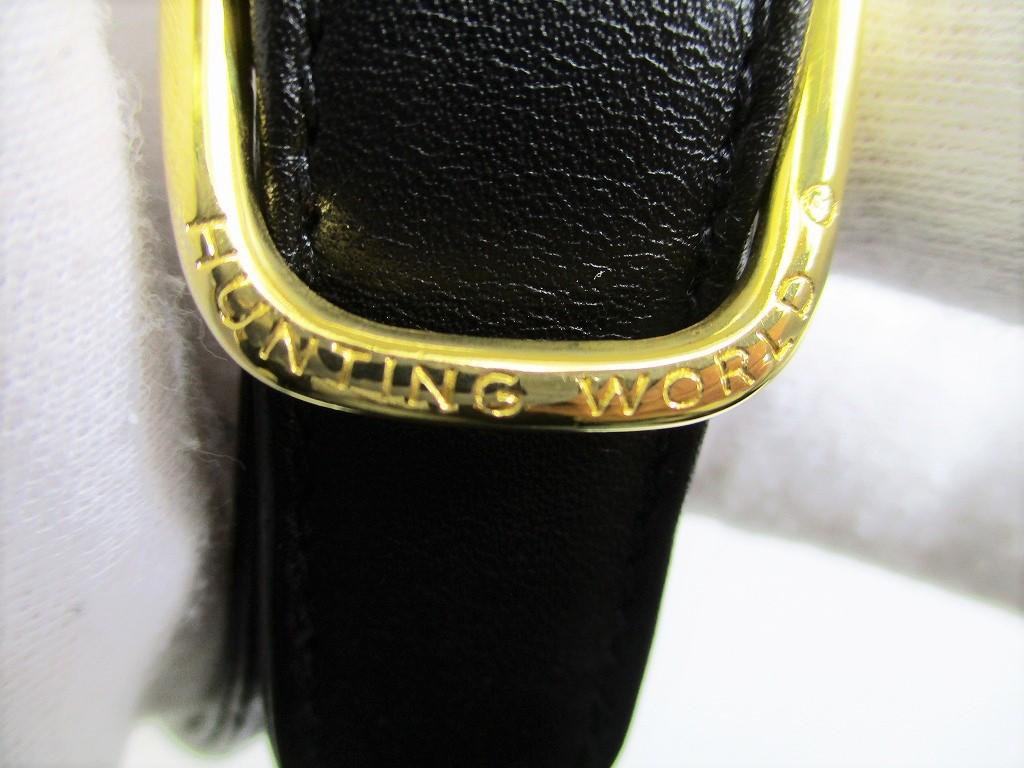 Authentische HUNTING WORLD Schwarzes Leder Umhängetasche Schultertasche Geldbörse #8390 Gebraucht