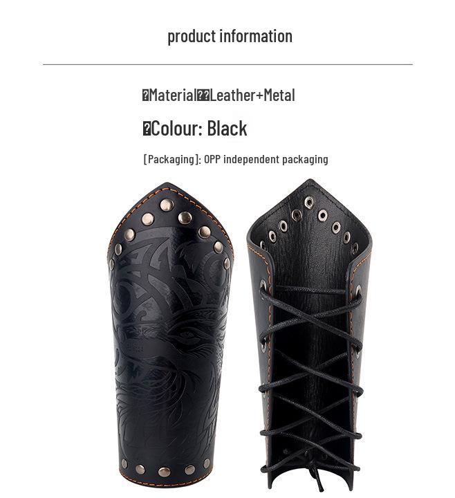 Viking Wolf Totem Leather Wristband - Embossed Medieval Warrior Protective Gear