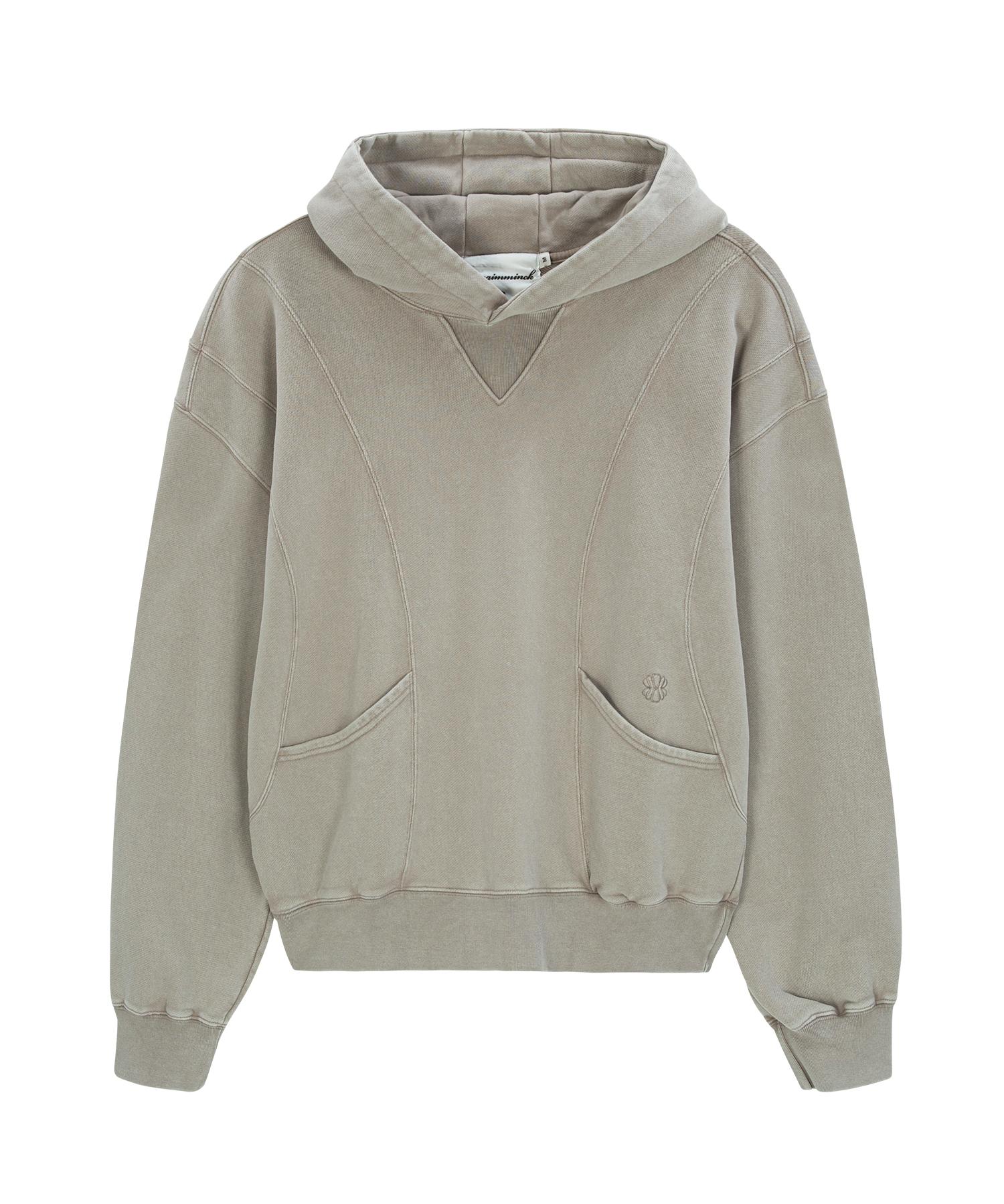 Un Gimmick Washed Panelled Hoodie (Beige) Beige/L