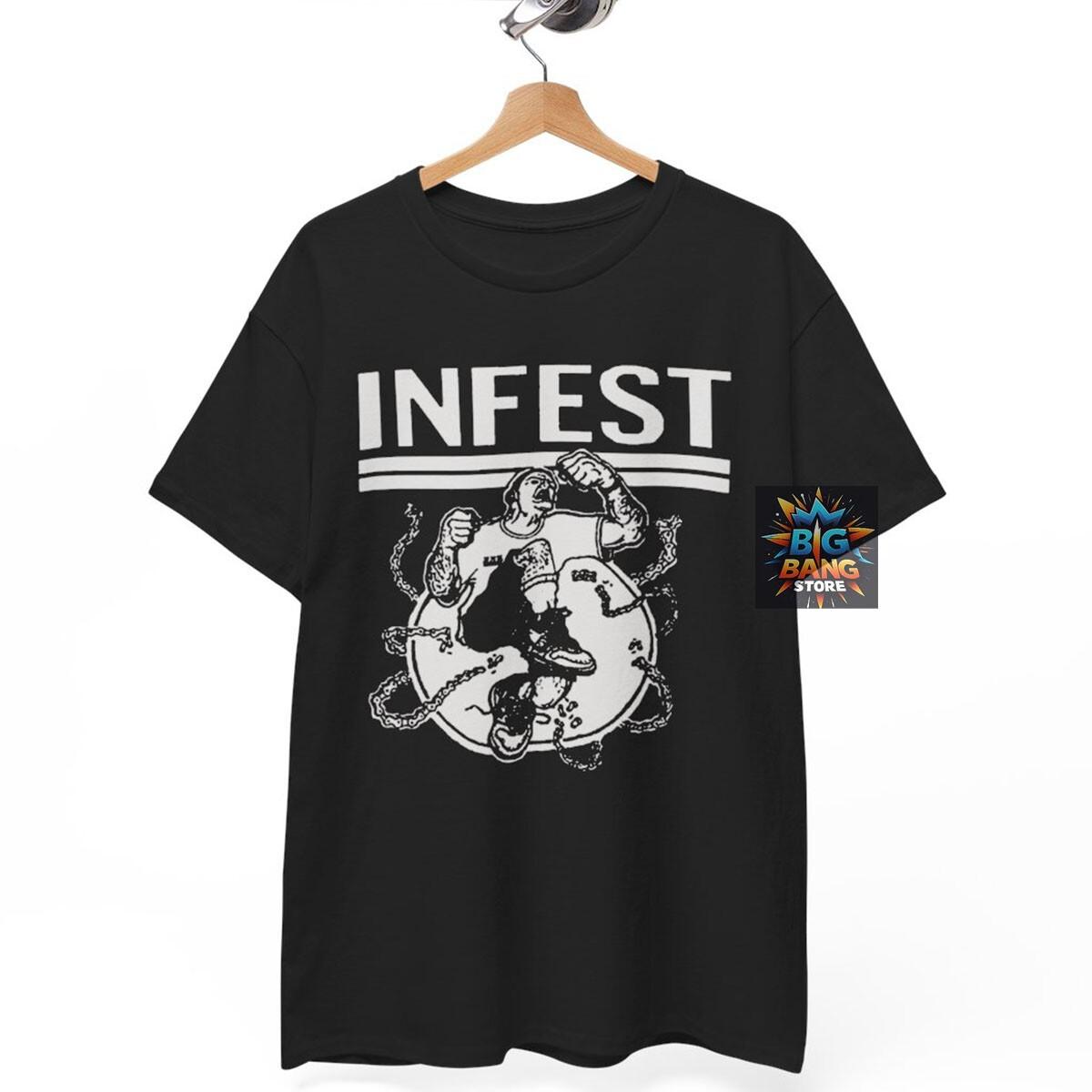 

Infest hardcore T-Shirt Mens Womens Tees Top, Music Band Rock Punk Metal, Unisex tee L