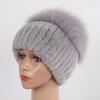 Russia Lady Winter Real Fur Hat Women Warm Knitted Genuine Rex Rabbit Fur Hat Top Natural Fox Fur Bomber Caps Rex Rabbit Fur Cap