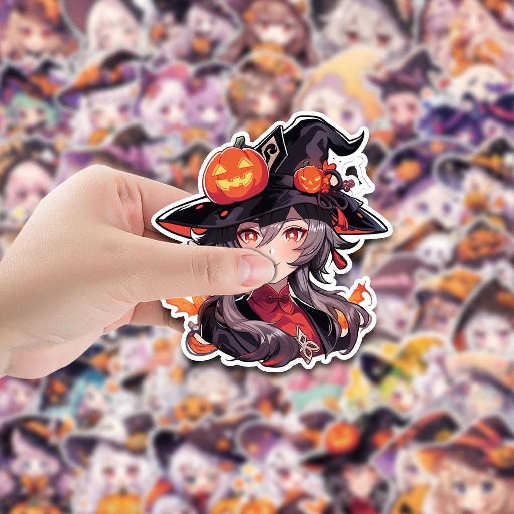 50 Cute Halloween Graffiti Stickers Mobile Phone Water Cup Stationery Box Decoration Stickers Waterproof Creative DIY Stickers