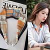 New Luxury Design Magnetic Pearls Button Silk Scarf Women Summer Neck Ornament Silk Scarves Lady Shirt Sunscreen Decoration Gift