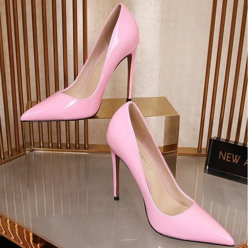 Damen Stiletto-Schuhe mit spitzer Zehenpartie, sexy Catwalk-Bankett, 12 cm Absatz WZ