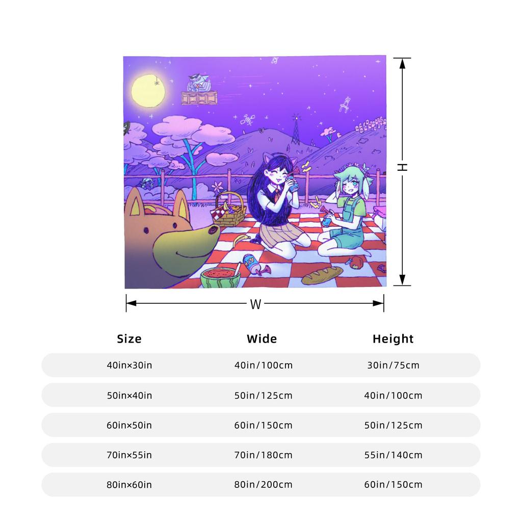 Mari Basil Blanket Cover Fleece Omori Game Ultra-Soft Throw Blanket for Car Sofa Couch Bedspread