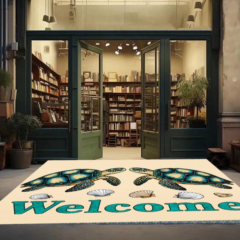 

Welcome Sea Turtle Rug Retro Ocean Entryway Doormat Front Door Rugs Non Slip Soft Easy Clean Durable Coastal Home Decor Carpet 40X60cm
