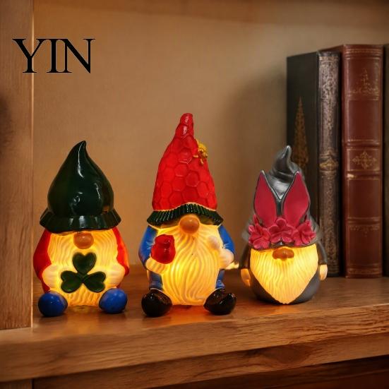 Cozy Nursery Night Lighting Christmas Light, Santa Snowman Elk Bell Figurine Lamp, Glowing Indoor Holiday Table Decorations LED Tabletop Decor,