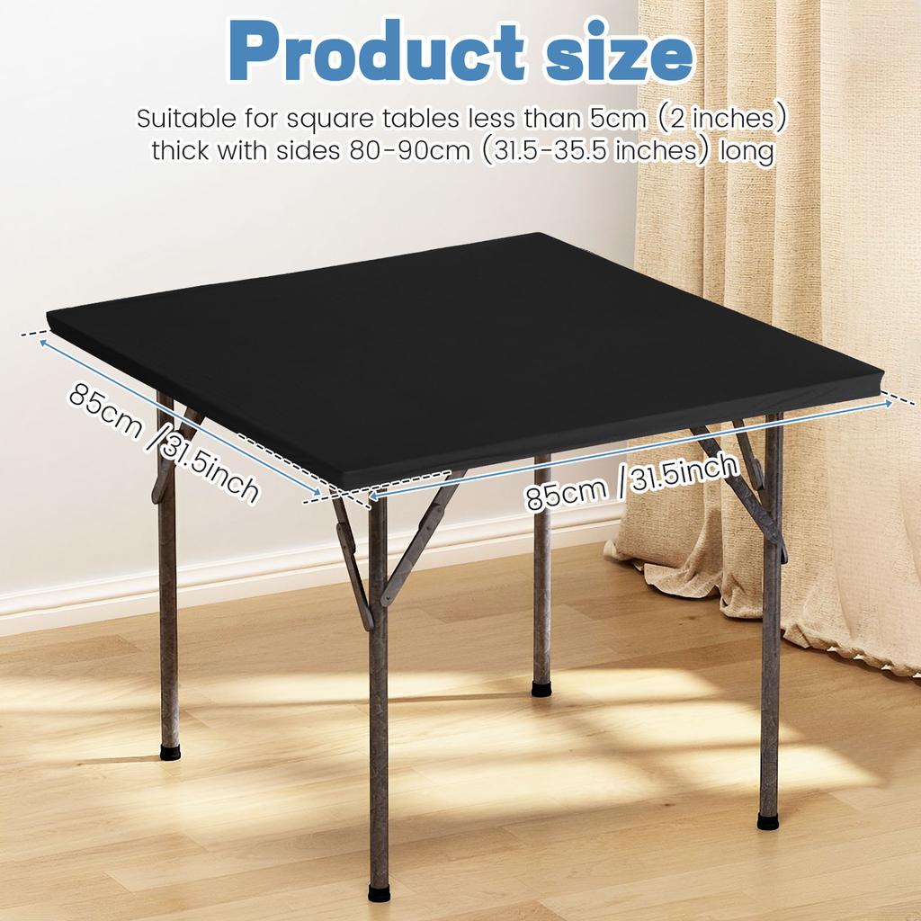 2Pcs Square Fitted Tablecloth Soft Square Fitted Table Cover with Elastic Strap Minimalist Square Tabletop Cover Removable Card