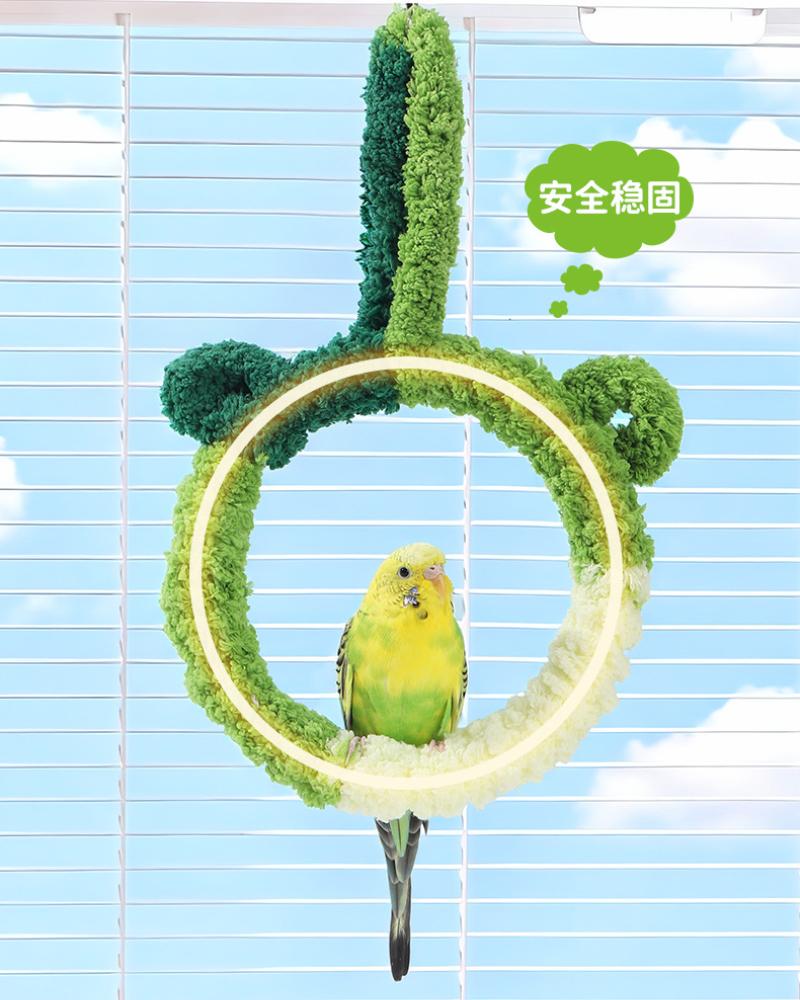 Warm Bird Plush Swing Colorful Hanging Perch Climbing Toy for Parrots Budgie Parakeet Cockatiel Cockatoo Conure