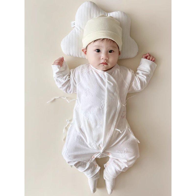 Korean Uamtor Spring Baby Cross-Front Tie Belly-Protecting Butterfly Romper Baby Jumpsuit All-Season Romper