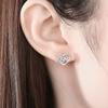 Eternal Heart Zircon Stud Earrings – Elegant Hollow Design, European & American Fashion