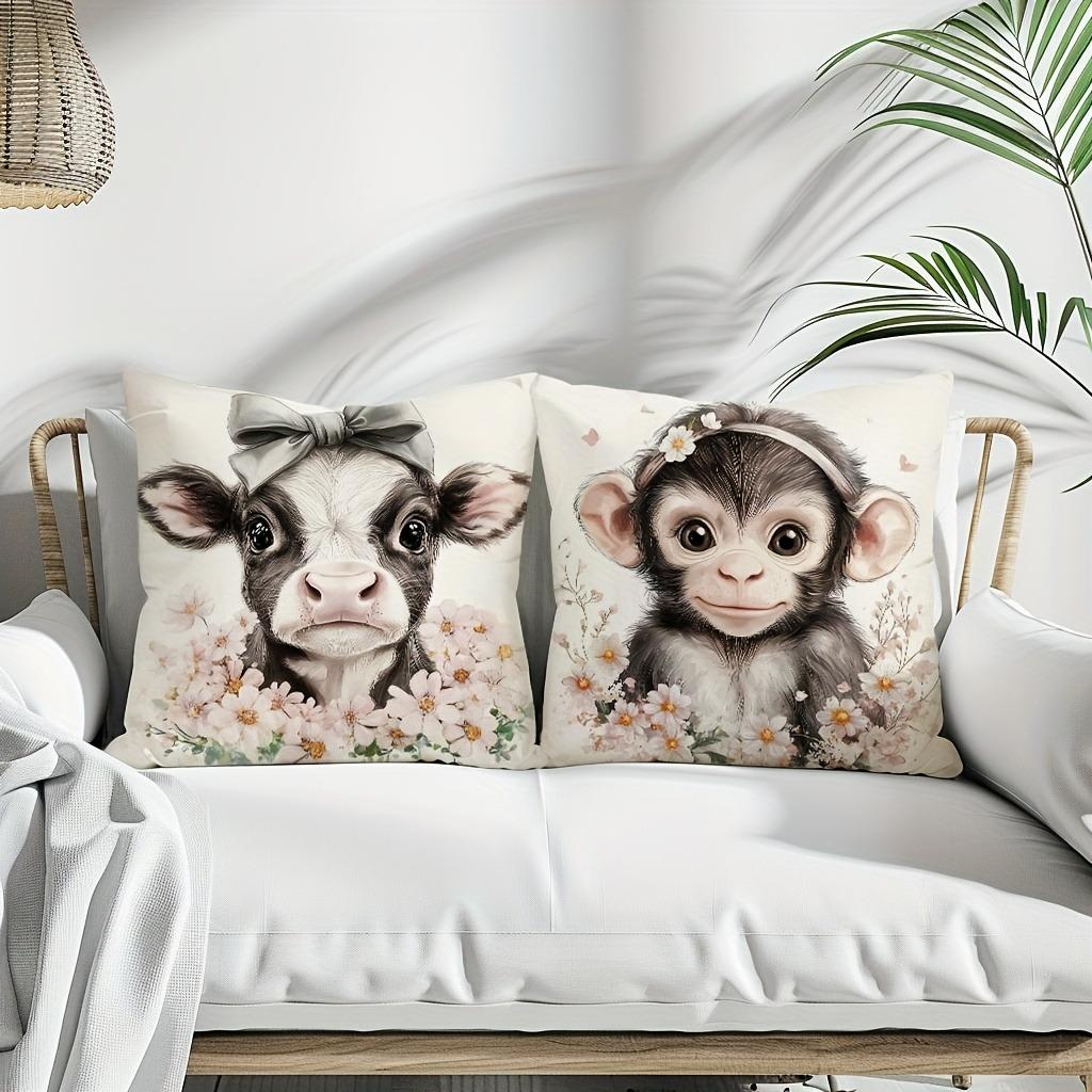 Adorable Pet - Floral Fusion Pillow CoversLiving Room Sofa Cushion Cover, Soft and Comfortable, Bedroom Room Decoration