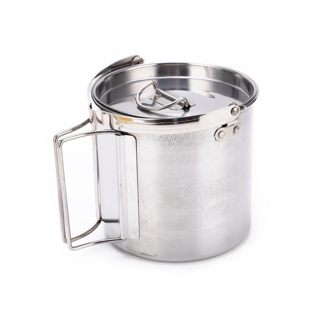 Camping Kettle Stainless Steel HeatResistant Anticorrosion Durable Sturdy Portable Hiking Pot