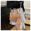 Fashion Solid Color Simple Crocodile Letters Tassel Casual Atmosphere Shoulder Handbag Bag For Women