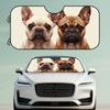 1pc, Car Front Windshield Sunshade Visor, French Bulldog Portrait Design, Durable Polyester Fiber, Heat Resistant, Simple Instal