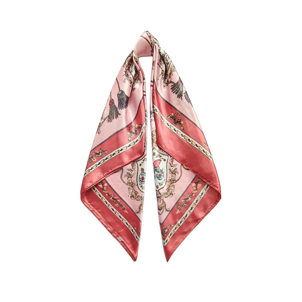 90cm Women's Retro Versatile Imitation Silk Scarf - European & American Style Satin Headscarf with Colorful Print