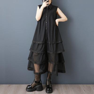 Sleeveless Plus Size Mesh Vintage New In Dresses for Women Casual Loose Long Summer Shirt Dress