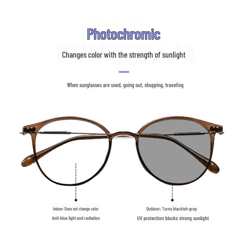 Women's Photosensitive Myopia Glasses: Stylish Korean Frames, Tea-Colored Lenses, Prescription-Friendly, Perfect for Bare-Faced Looks, Trending Now!