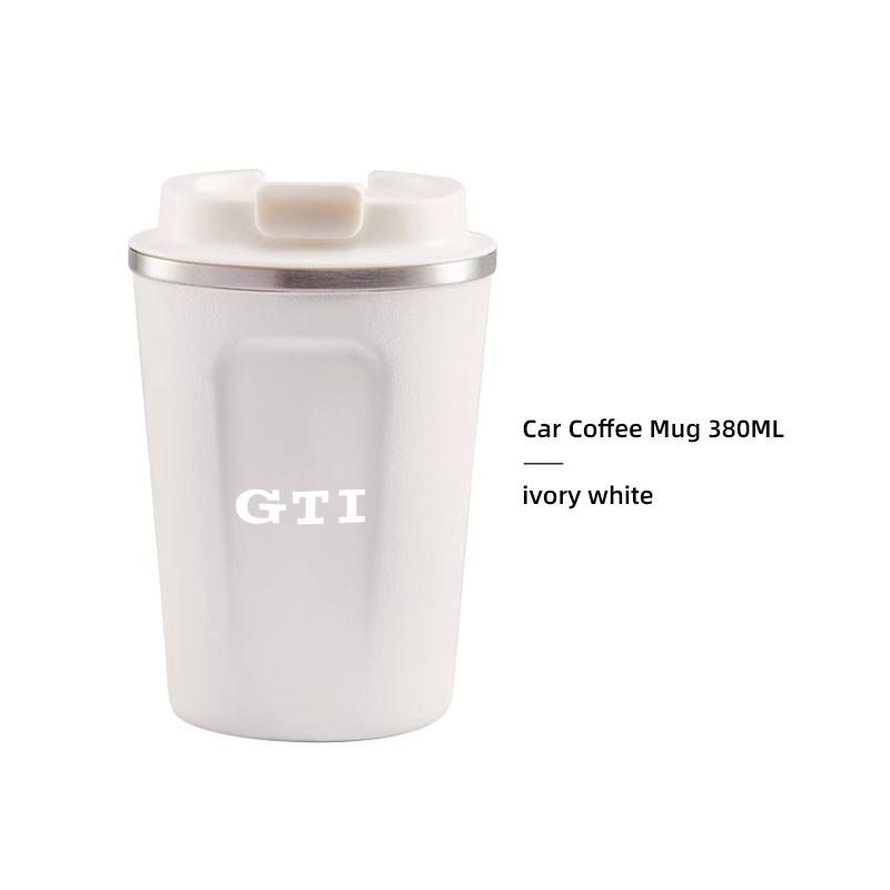 hijk1 Car Cafe Coffee Mug 380ML Stainless Steel Thermos Mug For VW Golf Tiguan T-Roc Polo Passat ID.4 T-Cross ID.3 Taigo ID.7 Atlas