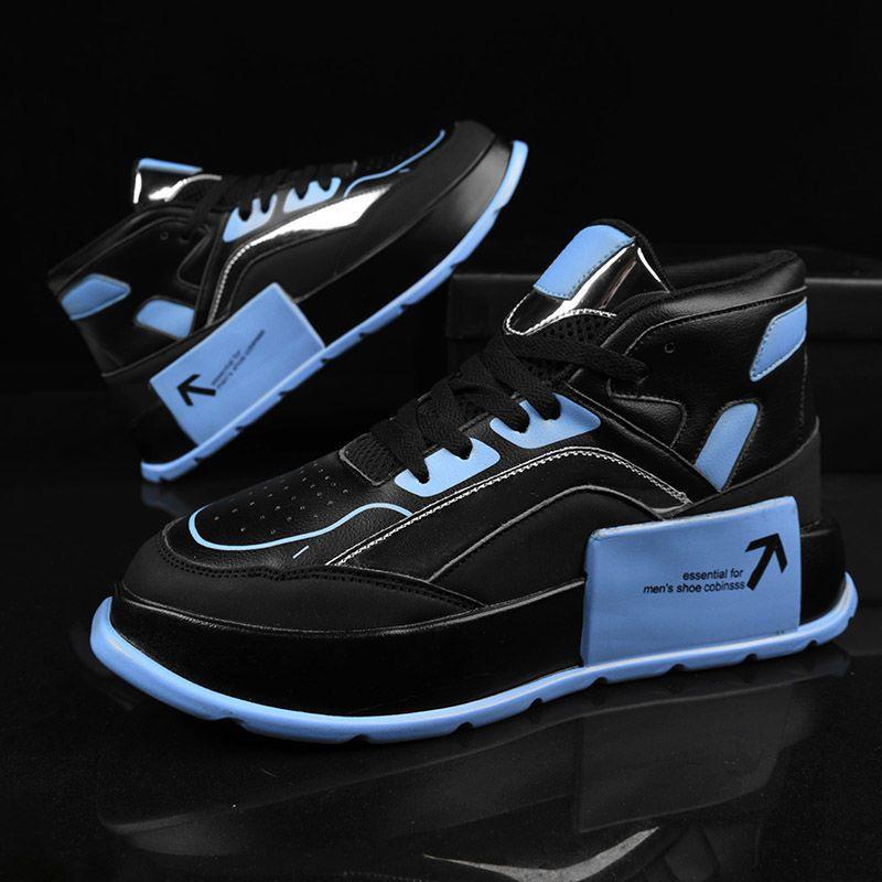 2 Autumn and winter new men's students versatile trendy shoes platform-soled high-top recreational locomotive boots board shoes