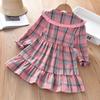 Girls Fall Preppy Princess Dress Chic Long Sleeve Children Clothing Autumn Party Wear Elegant Kids Dresses