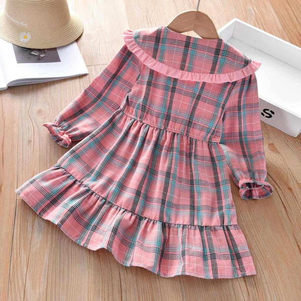 Girls Fall Preppy Princess Dress Chic Long Sleeve Children Clothing Autumn Party Wear Elegant Kids Dresses