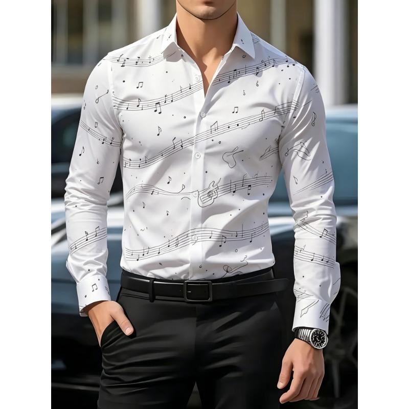 Men's Floral Printed Long Sleeved Lapel Shirt, European and American Nightclub Party Trend Casual Floral Shirt