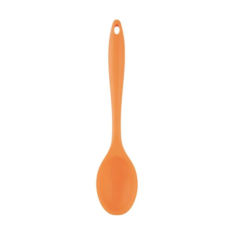 5 Color Food Grade Silicone Long-handled Soup Spoon Solid Color Kids Spoon Kitchen Silicone Spoon Flatware Utensils Accessories