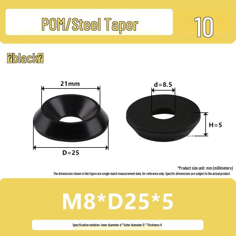 Black Wear-Resistant POM Nylon Steel Countersunk Insulating Washer M3-M6