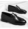 Fashion Men's Solid-Color Leather Metal-Clasp Loafers Comfortable  Anti -Slip Business Shoe Lightweight Outdoor Breathable Driving Shoes