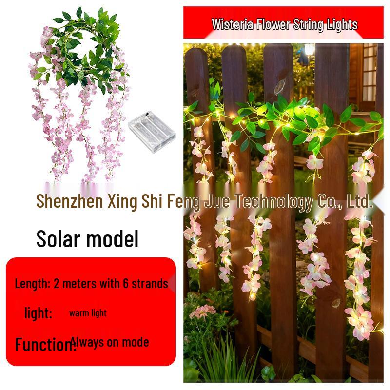 Solar LED Flower Vine String Lights for Outdoor Decor