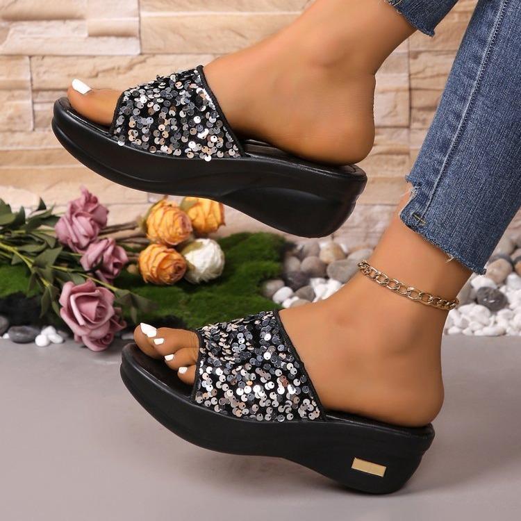 

Sandals women s summer wear fashion thick-soled muffin wedge heel women s versatile fish mouth cool slippers shoes 43 срібний