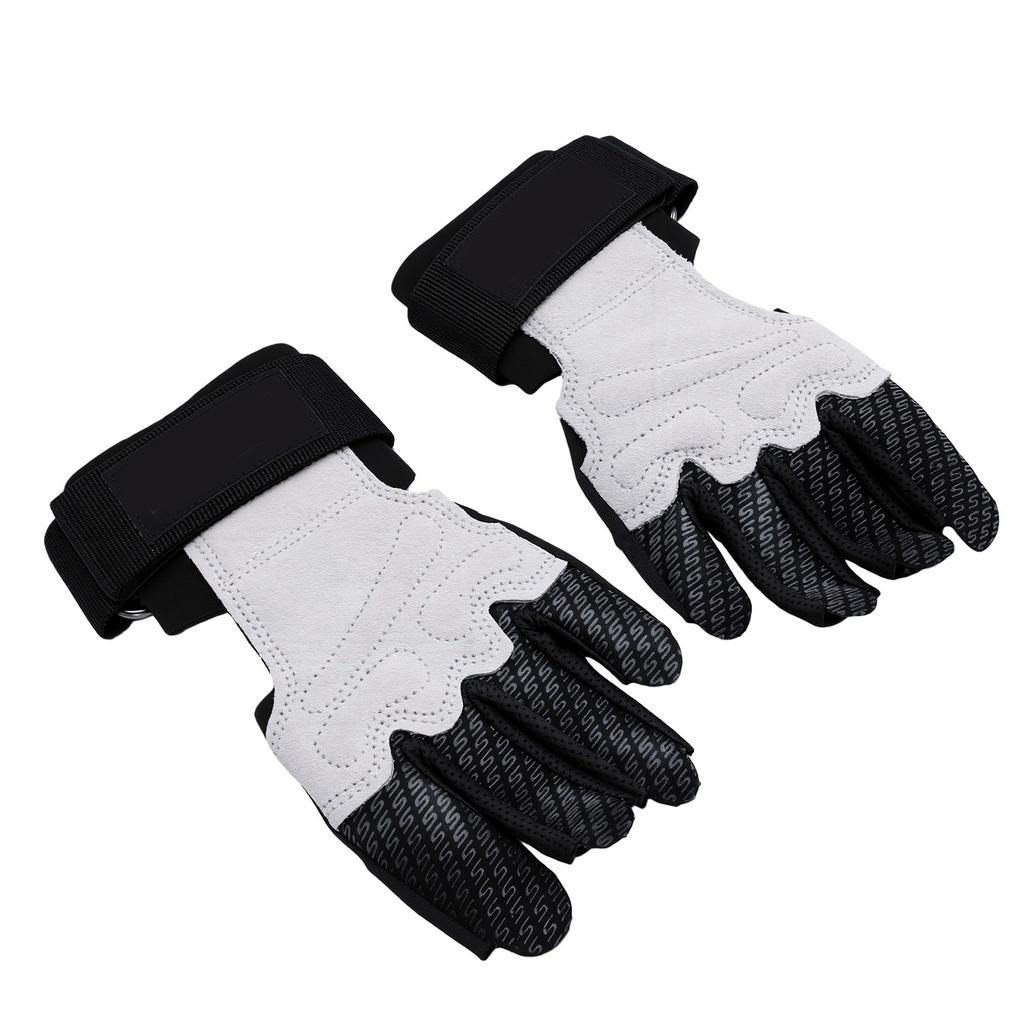 Cowhide Padded Gloves Half Finger Air Cushion Breathable Mesh Back Adjustable Wrist Wrap Fitness Gloves